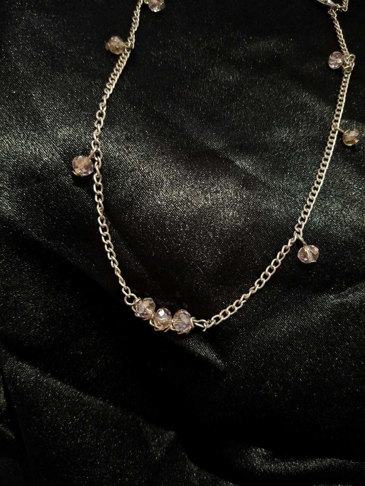 Silver Chain Necklace with Beaded Charms