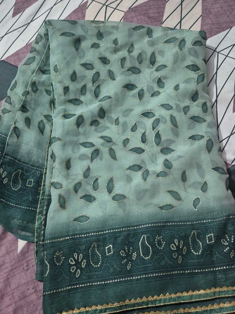 Green Floral Print Dupatta