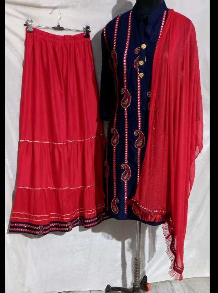New Embroidered Rayon Sharara Suite With Dupatta