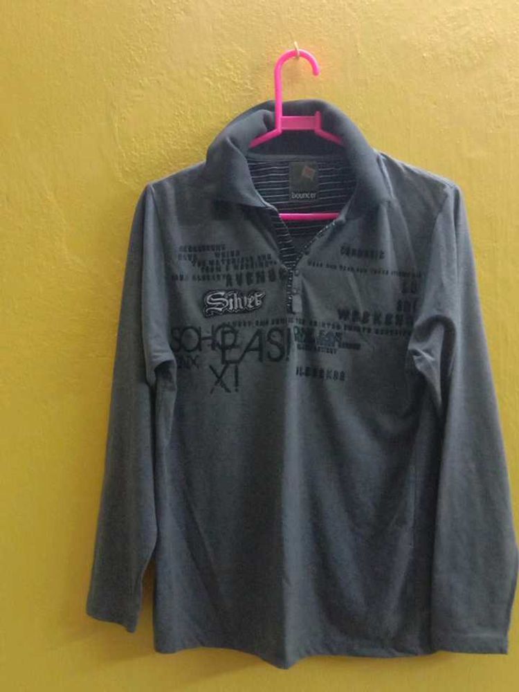 Gray Long Sleeve Polo Shirt