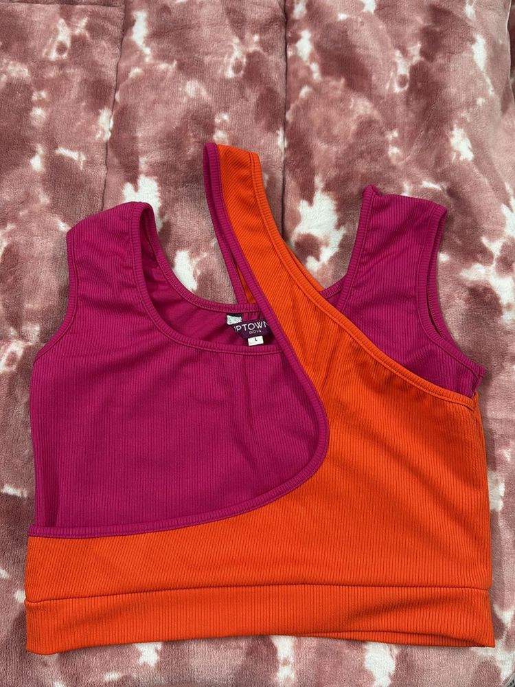 Color Block Crop Top