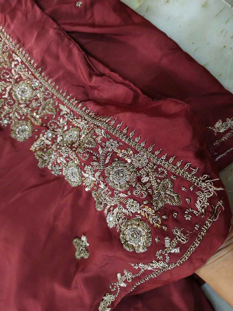 brown 🤎 zardozi saree