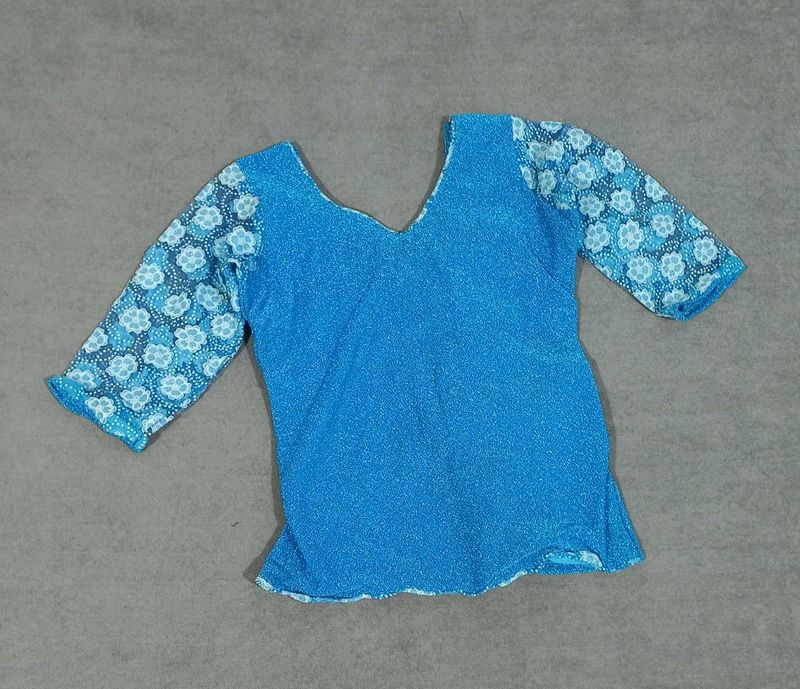 Blue Embellished Kurti Top