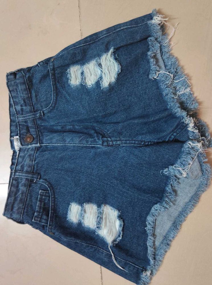 Distressed Denim Shorts