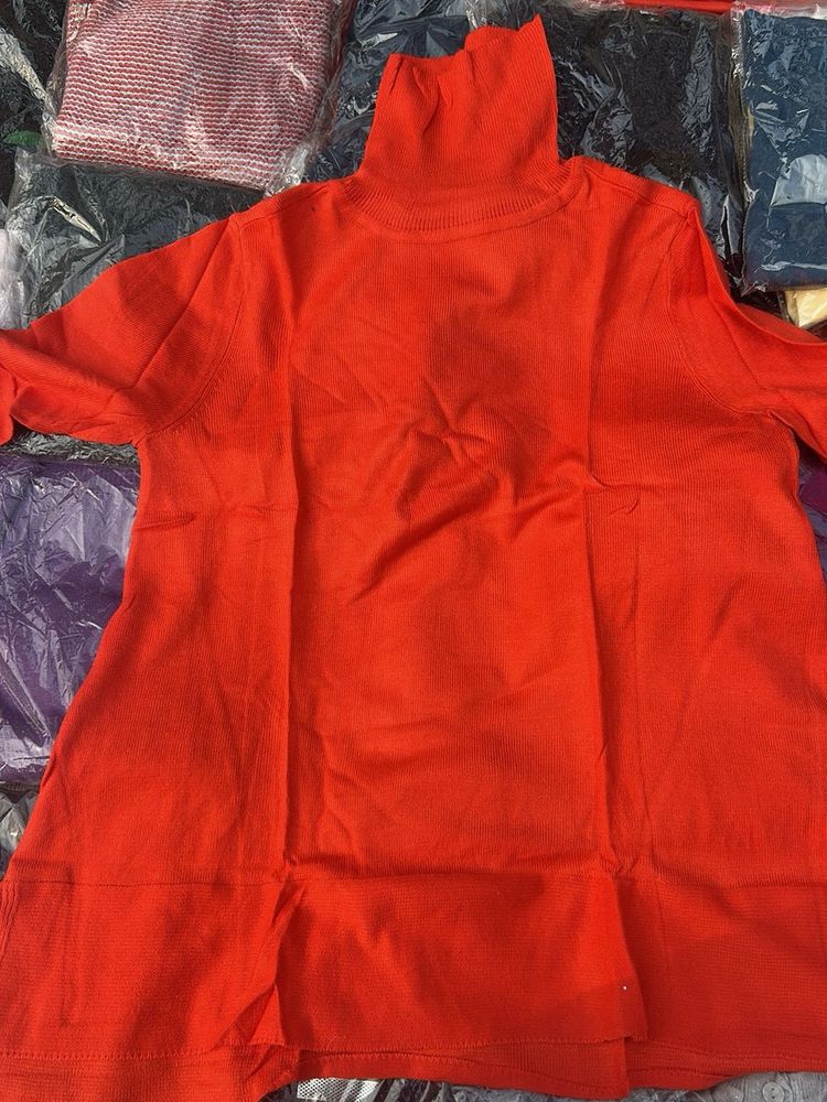 Orange Turtleneck Top