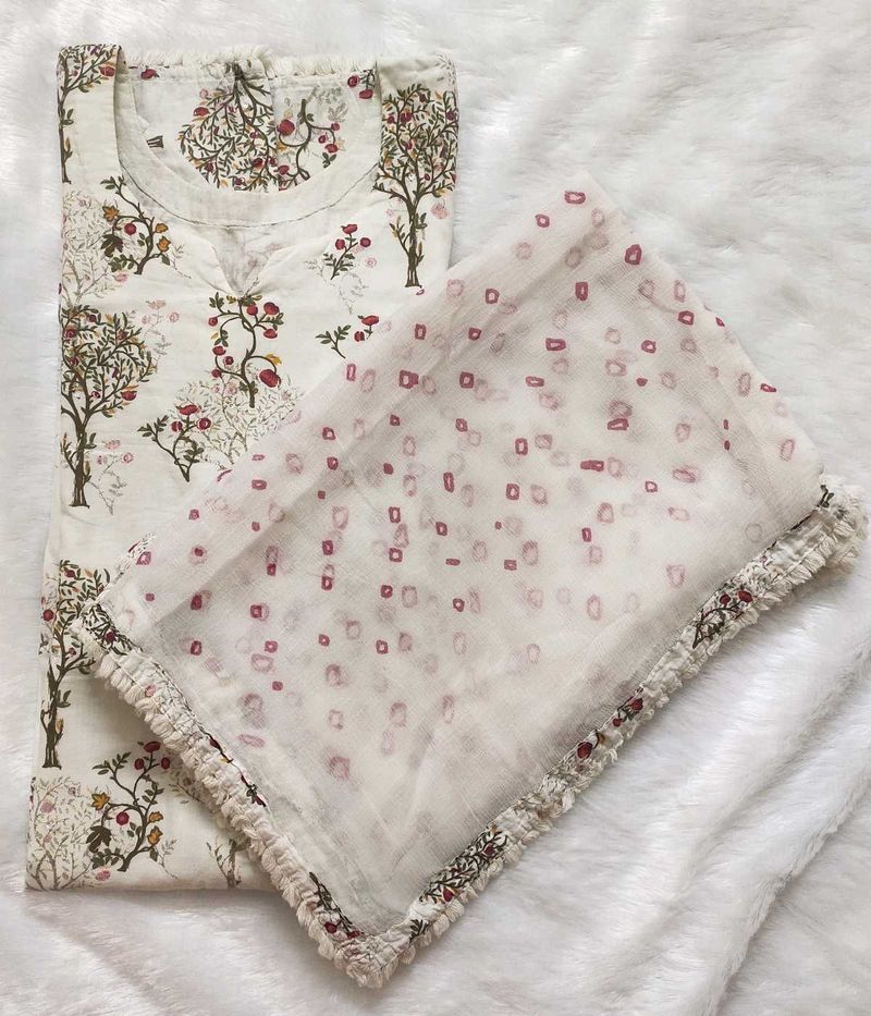 White Kurta With Dupatta