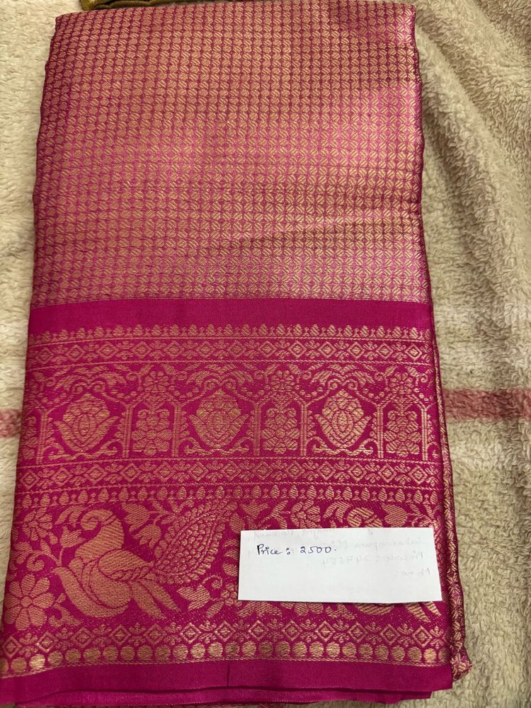Elegant Pink Silk Saree