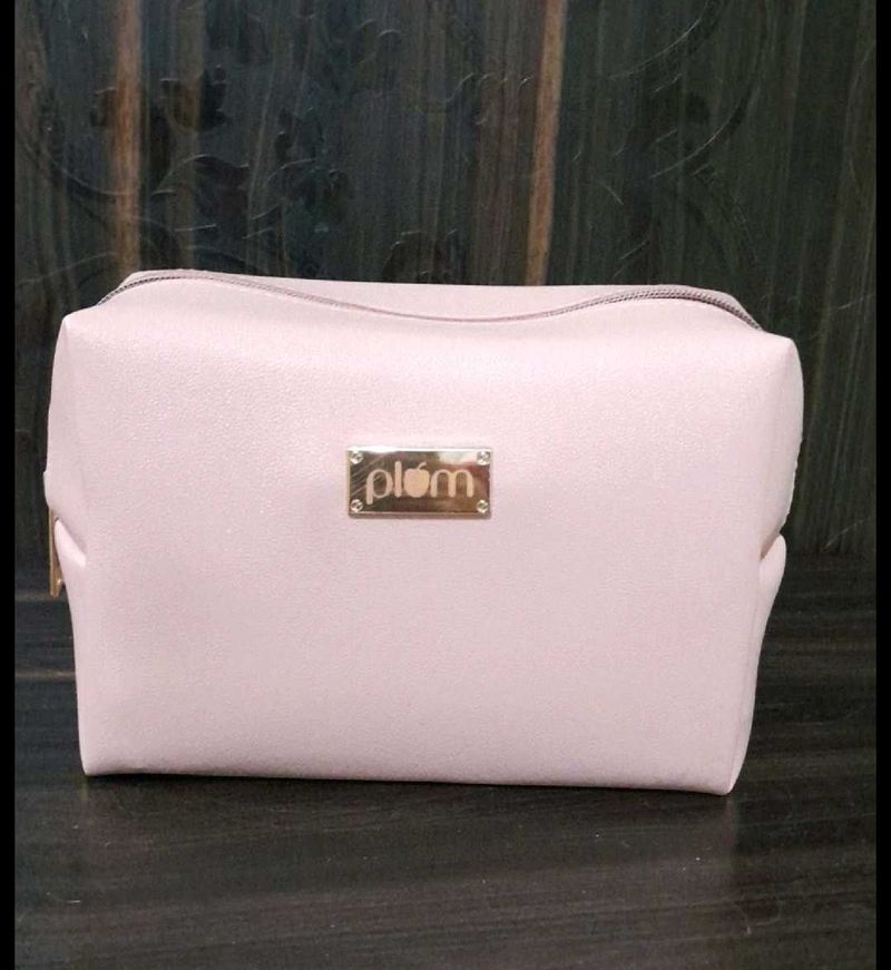 Plum Faux Leather Pouch (New)