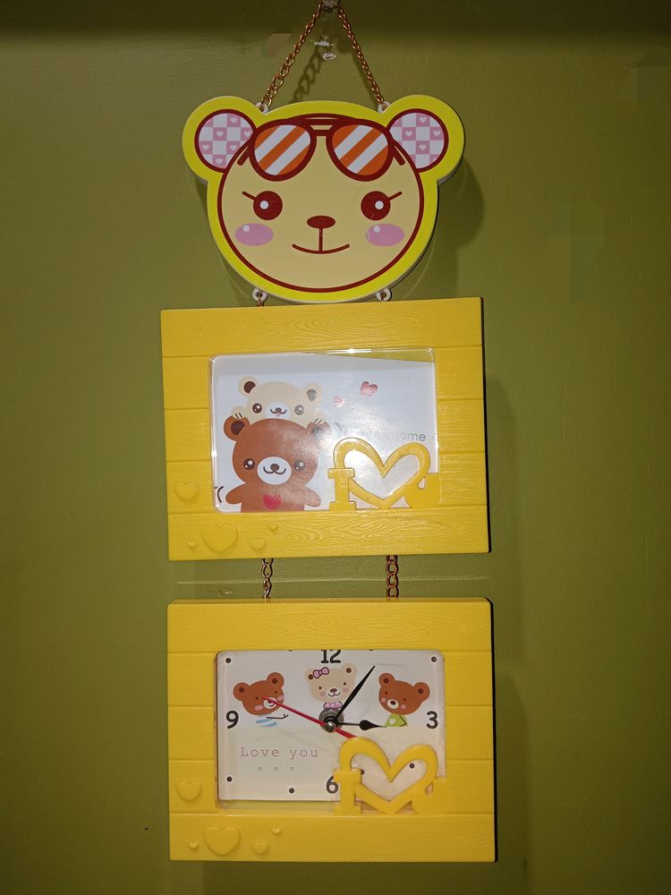 🌟 Bear Themed Wall Clock &amp; Photo Frame Combo 🐻🕒