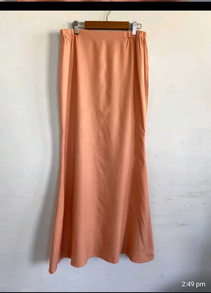 Peach Satin Maxi Skirt