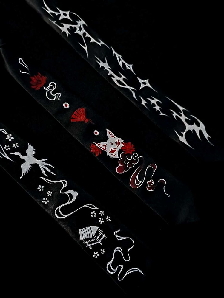 Grunge Gothic Japanese Neck Tie