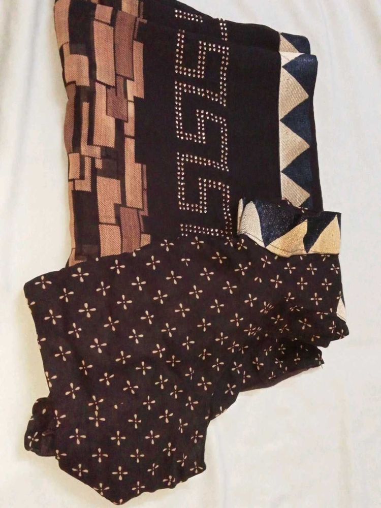Brown Patterned Saree