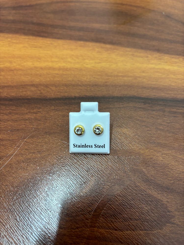 Gold Stainless Steel Stud Earrings
