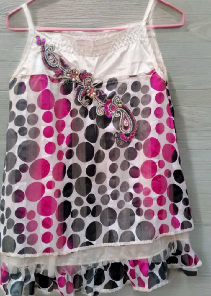 Polka Dot Embellished Tank Top
