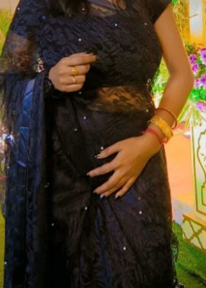 Black saree new totally,