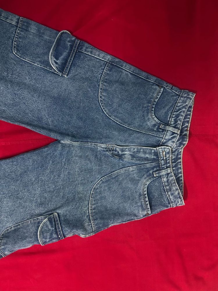 Denim Cargo Pants