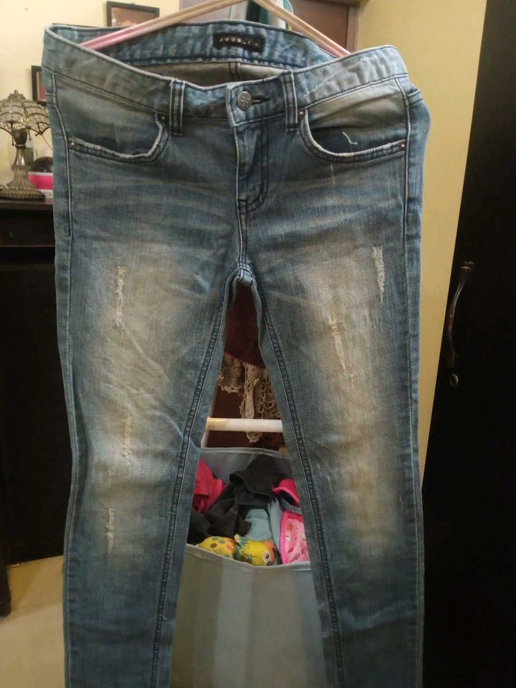 Zara Woman Distressed Skinny Jeans