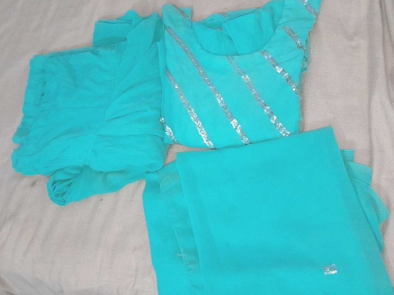 Sea Green Coloured Georgette Suit Set