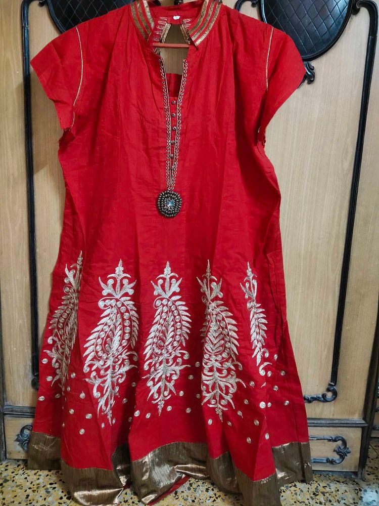 Red Anarkali Gown (Zari Work)
