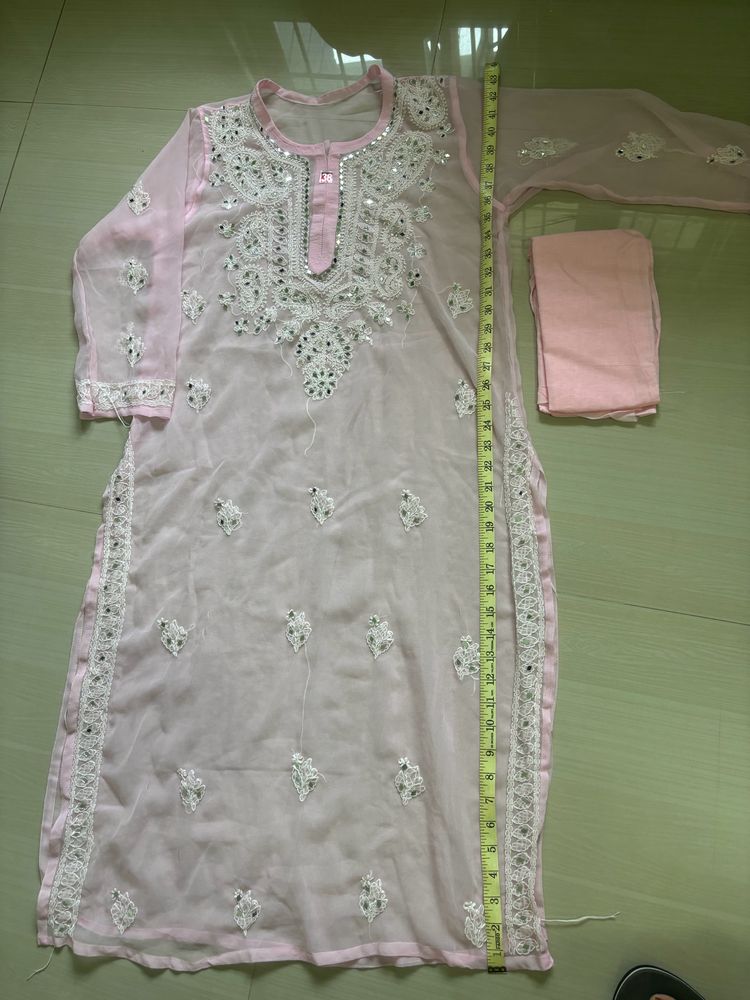 Chikankari Pink Kurti