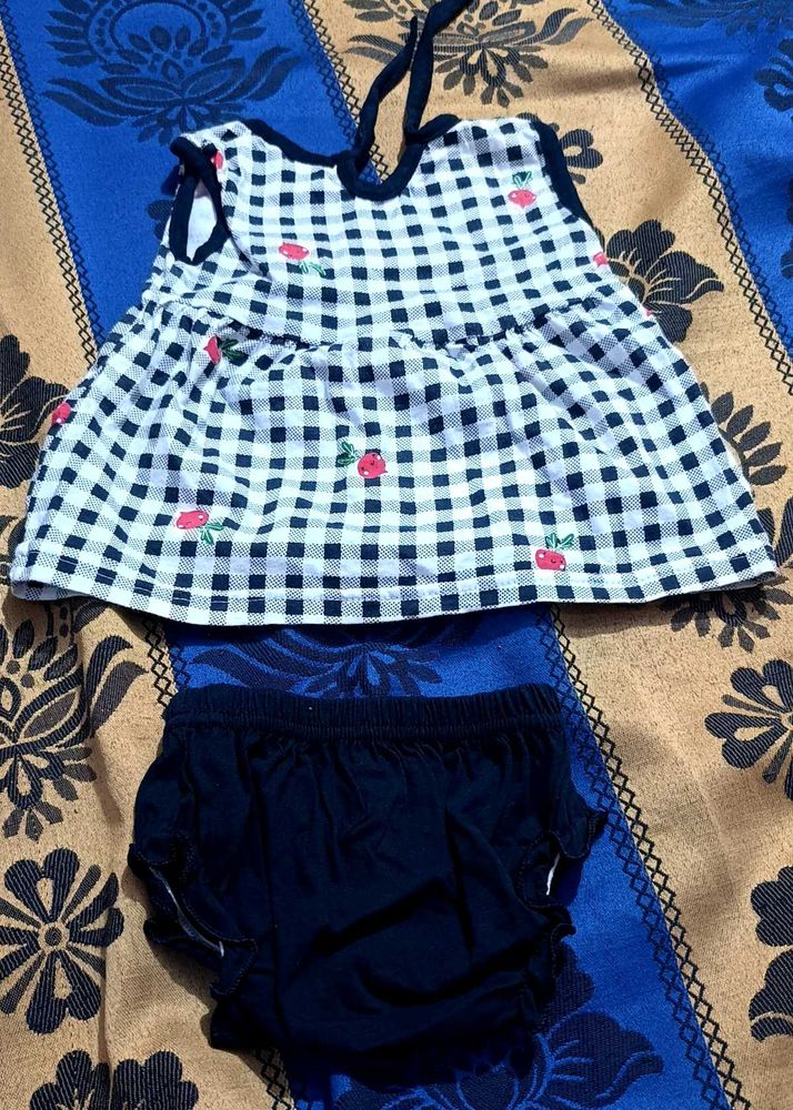 Baby Girl Dress Black &amp; White Checkered 0-3 Month
