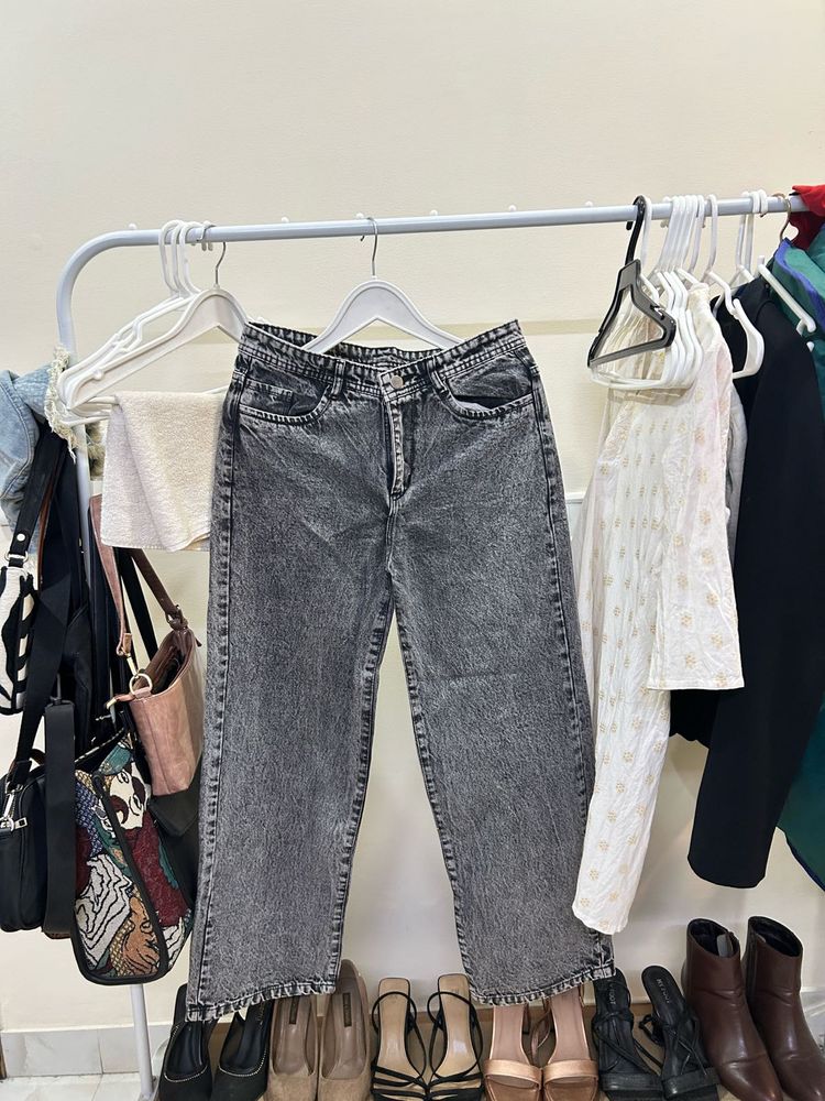Acid Wash Wide Leg Jeans