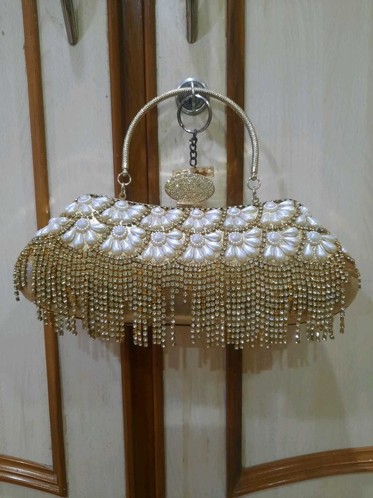Elegant Pearl &amp; Rhinestone Evening Clutch