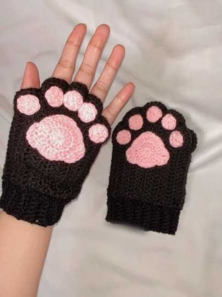 Cute Cat Paw Fingerless Gloves