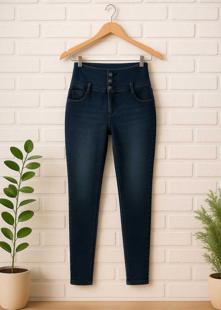 High-Waisted Dark Black Jeans