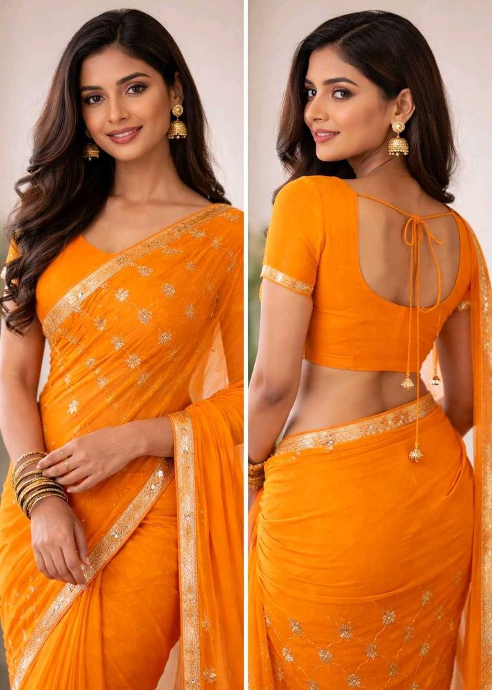 Elegant yellow Saree with blouse