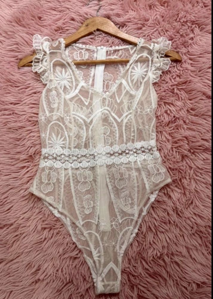 Lace Detail sheer Barbie core bodysuit