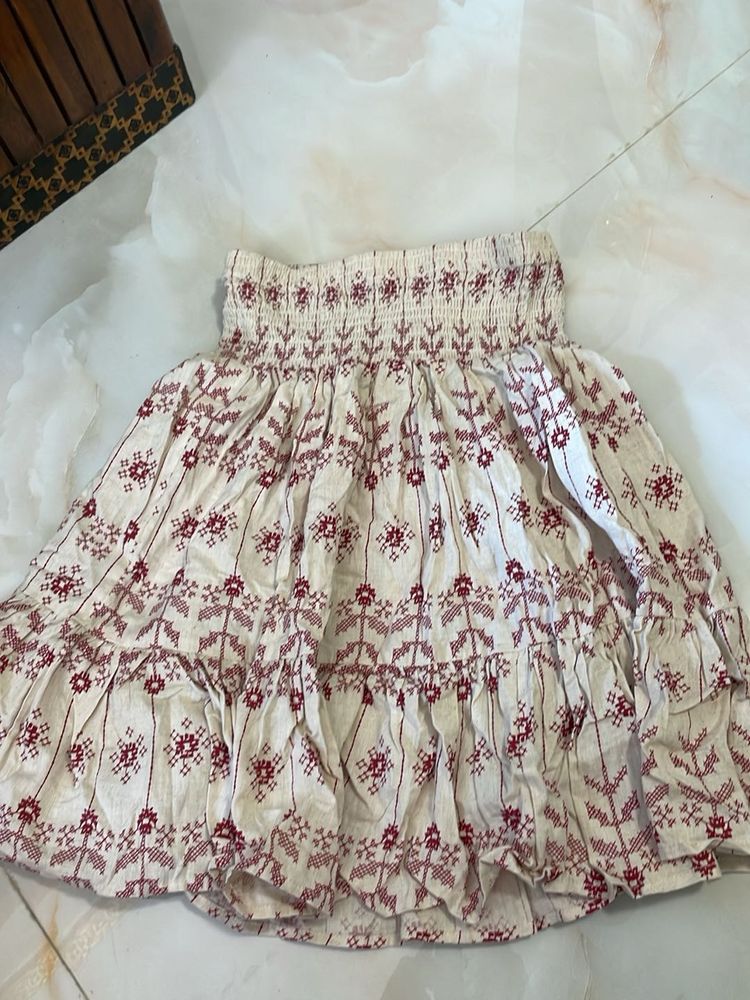 Boho Embroidered Mini Skirt