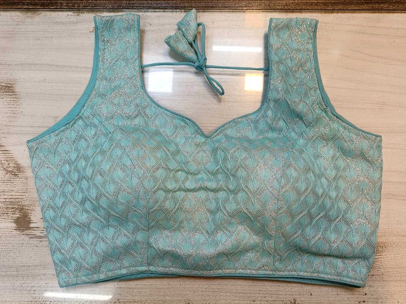 Sleeveless Sky Blue Blouse