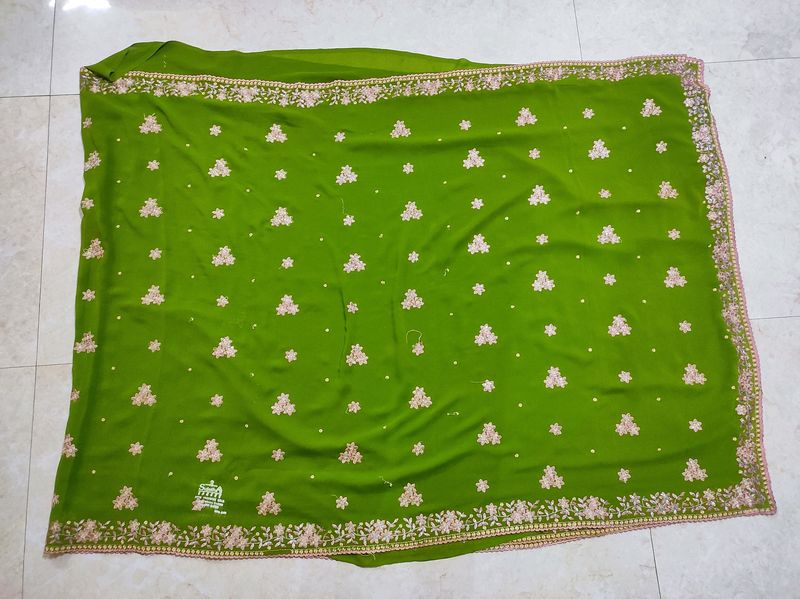 Olive Green Color Beautiful  Saree