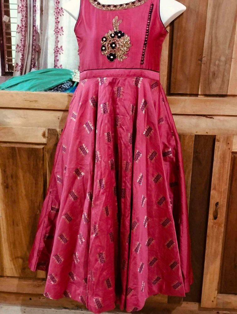 Pink Dress with Embroidery