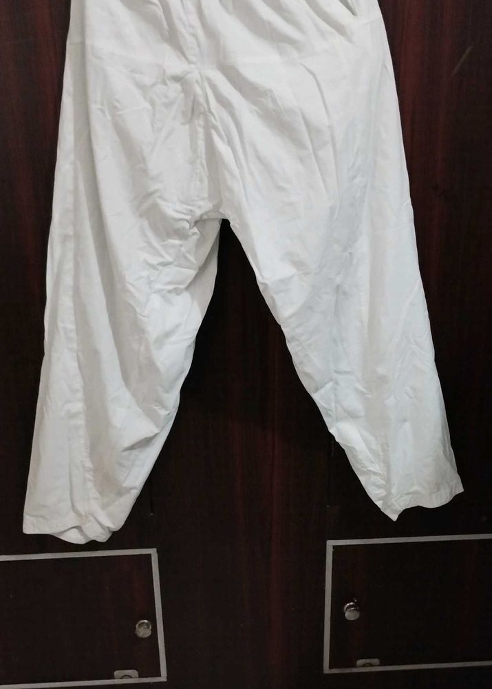 Cotton Blend White Patiala For School And Daily