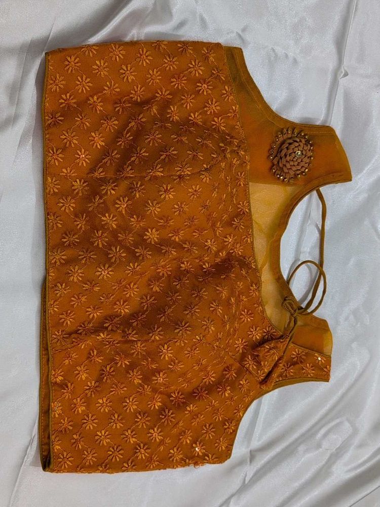 Orange Blouse Mesh Hands Inside