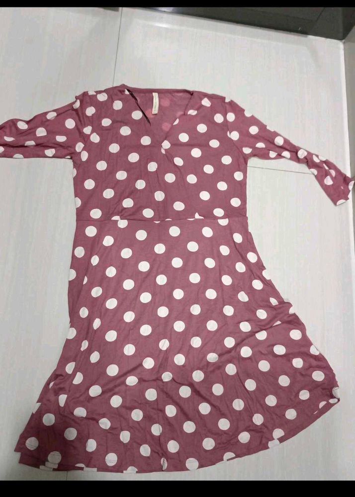 Peach Polka Dot Fit &amp; Flare Dress