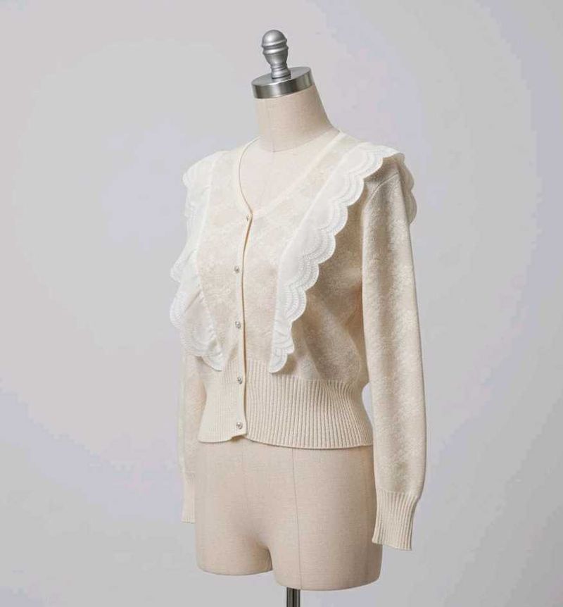 Elegant Ruffled Cardigan Sweater