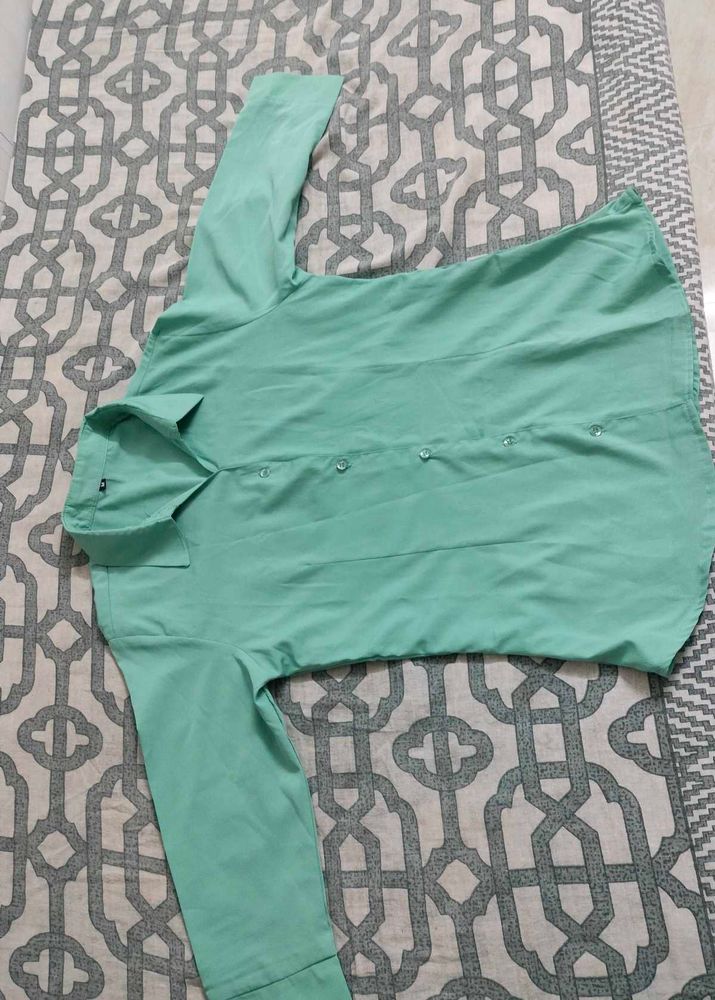 Mint Green Button-Down Shirt