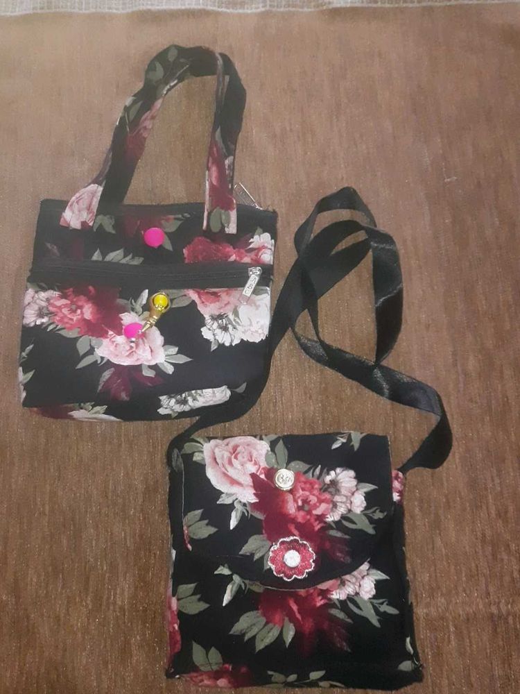 Floral Handbag &amp; Sling Bag Set