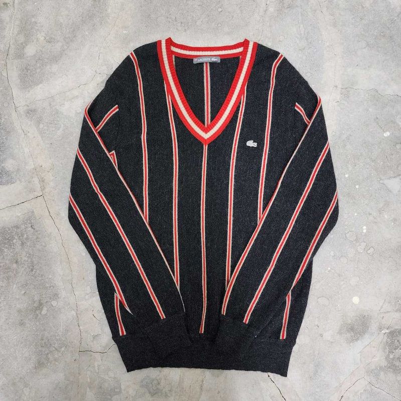 Lacoste V-neck Striped Knit
