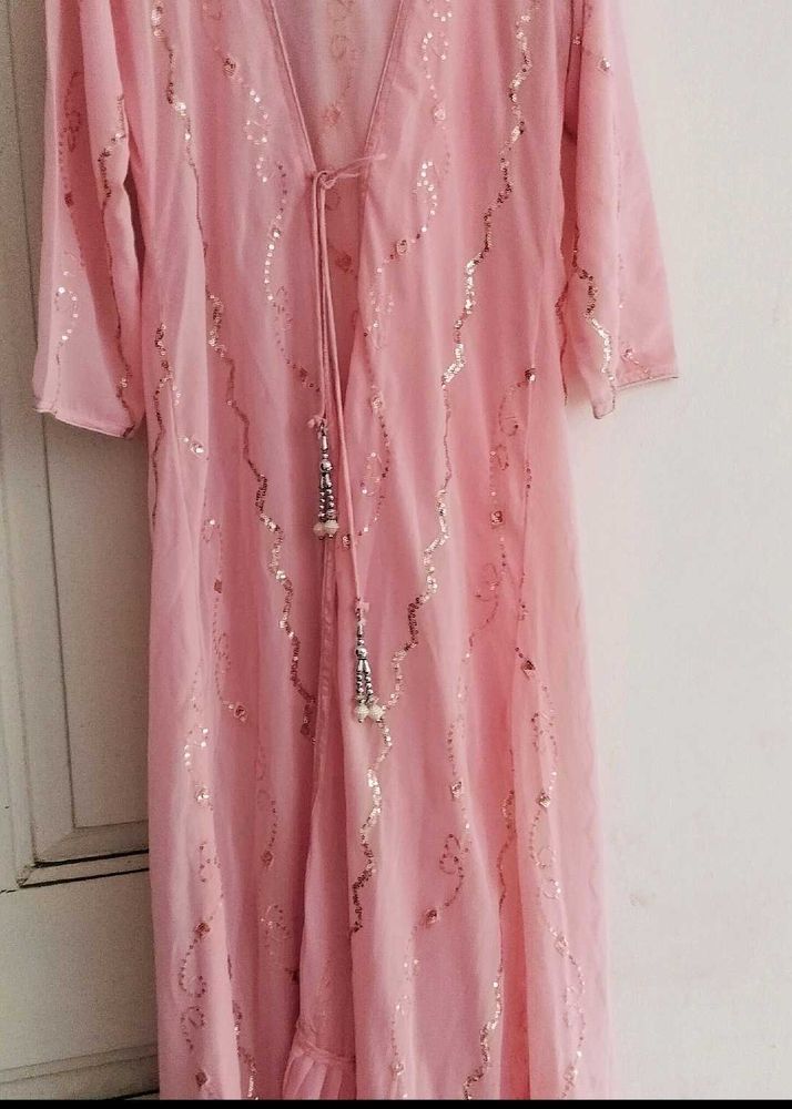 Pink Embellished Long Shrug