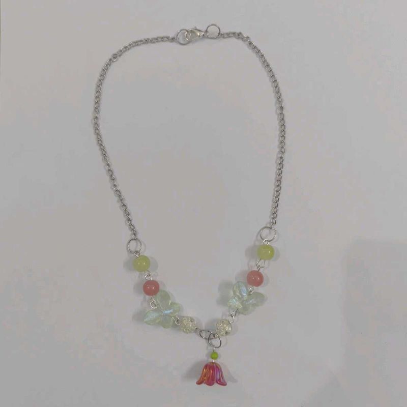 Red Tulip  Necklace And Earings