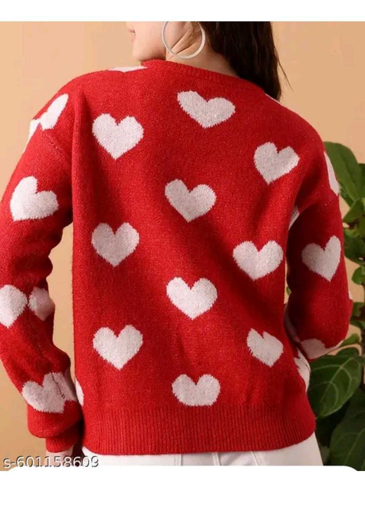 Red Heart Print Sweater