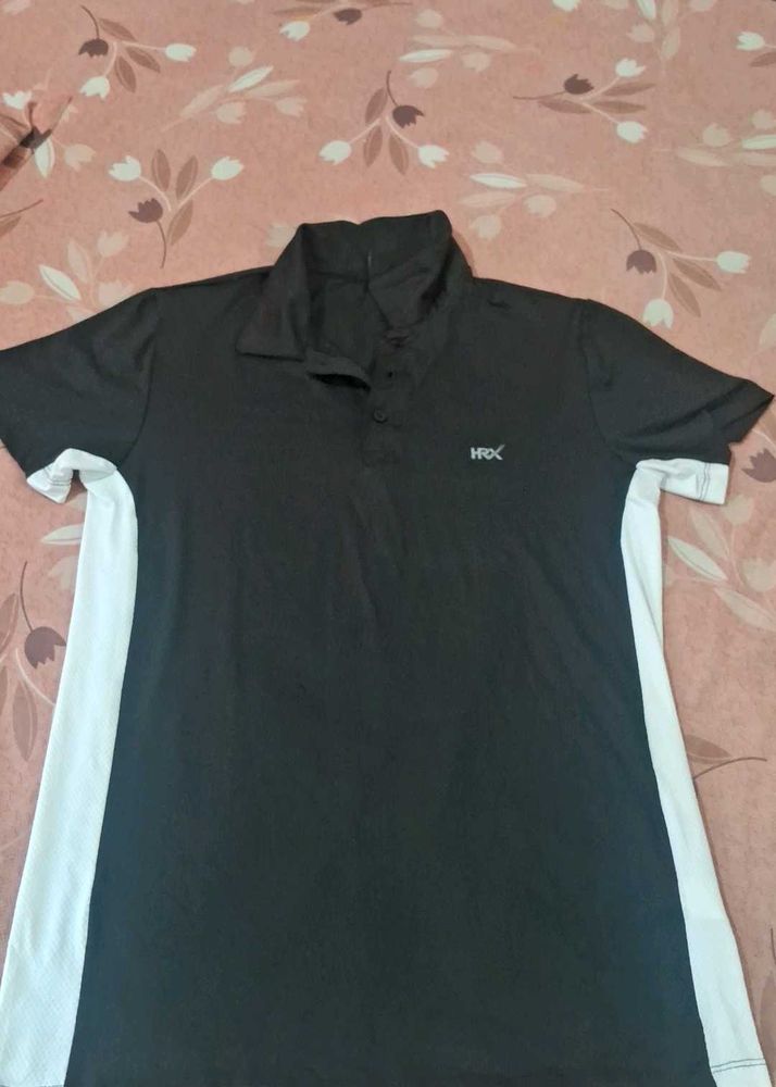 HRX Black Polo T-Shirt