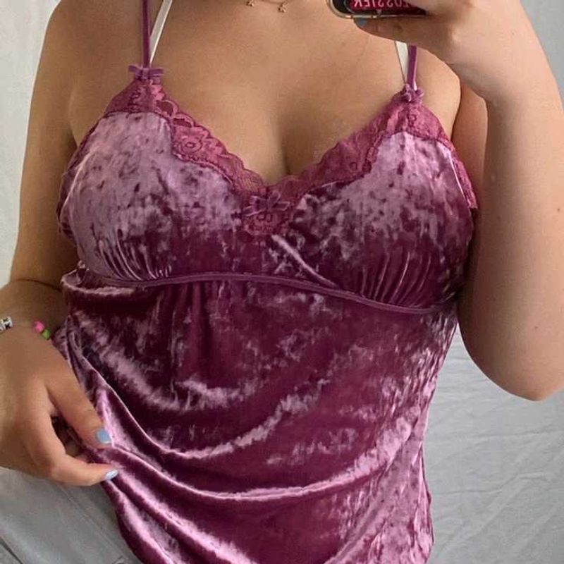 y2k lace trim top