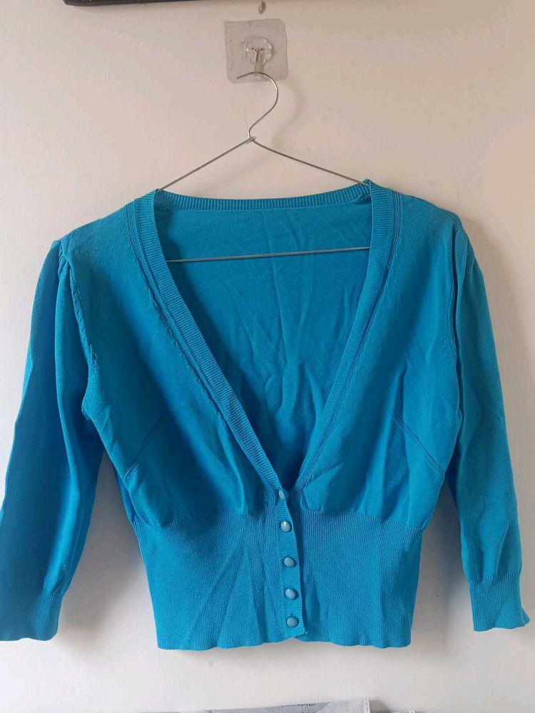 Blue Knit Cardigan