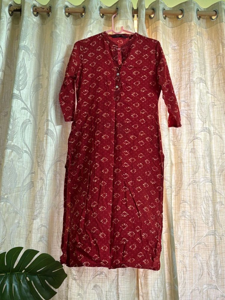 Maroon Printed Kurti