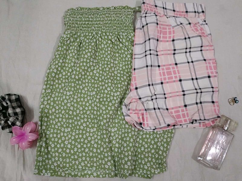 Y2k ghingham patterned shorts combo